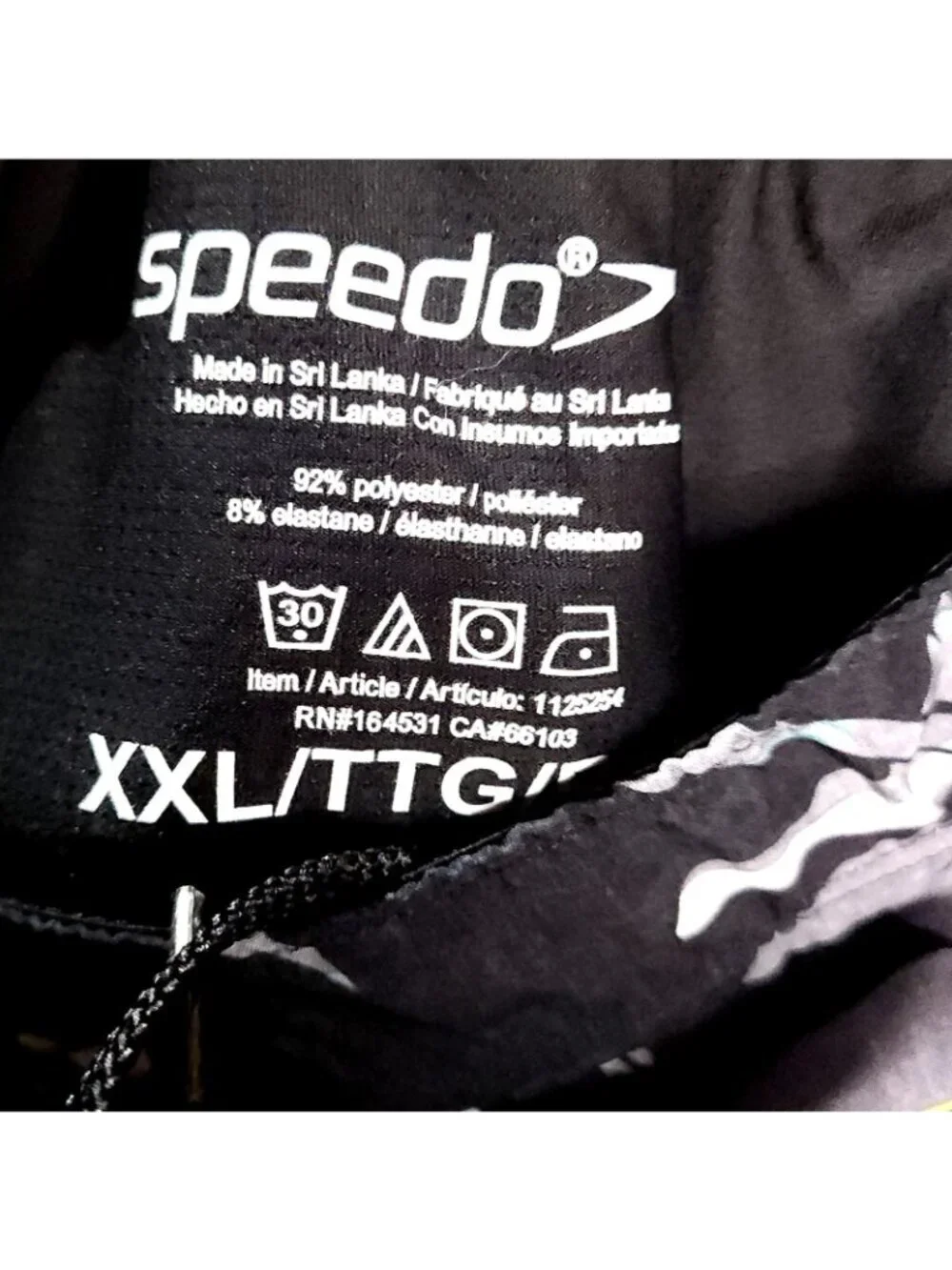 Speedo Mens Black Tropical Leaf Print Swim Trunks XXL